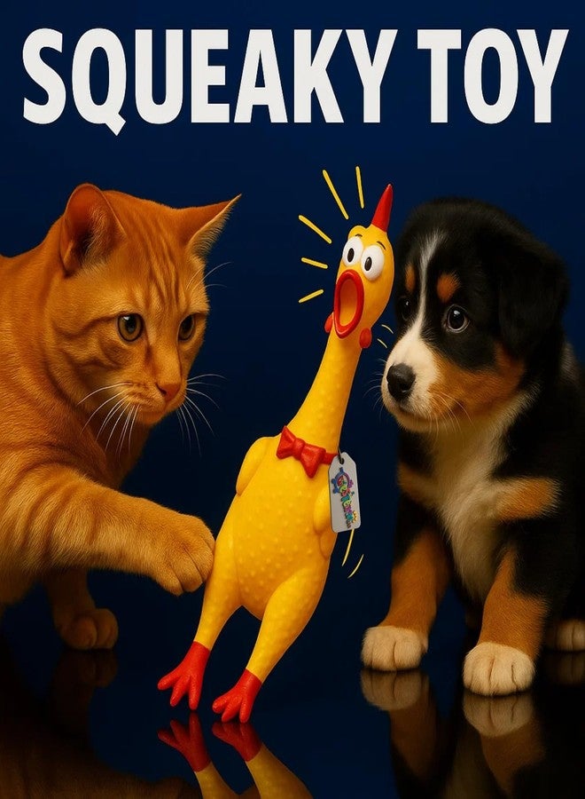 Western Era Squeaky Chicken Dog Toy 32CM | Rubber Rooster Shaped Interactive Chew Toy for Dogs & Puppies | Built-in Squeaker for Fetch & Training | Textured Surface for Teeth Cleaning | Funny Dog Toy - Image 2